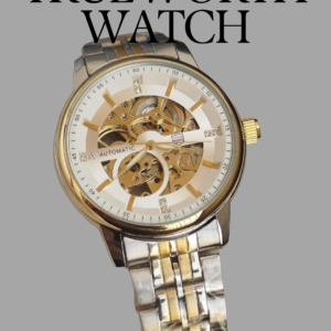 TRUEWORTH Automatic Skeleton Watch – Two-Tone Luxury Steel